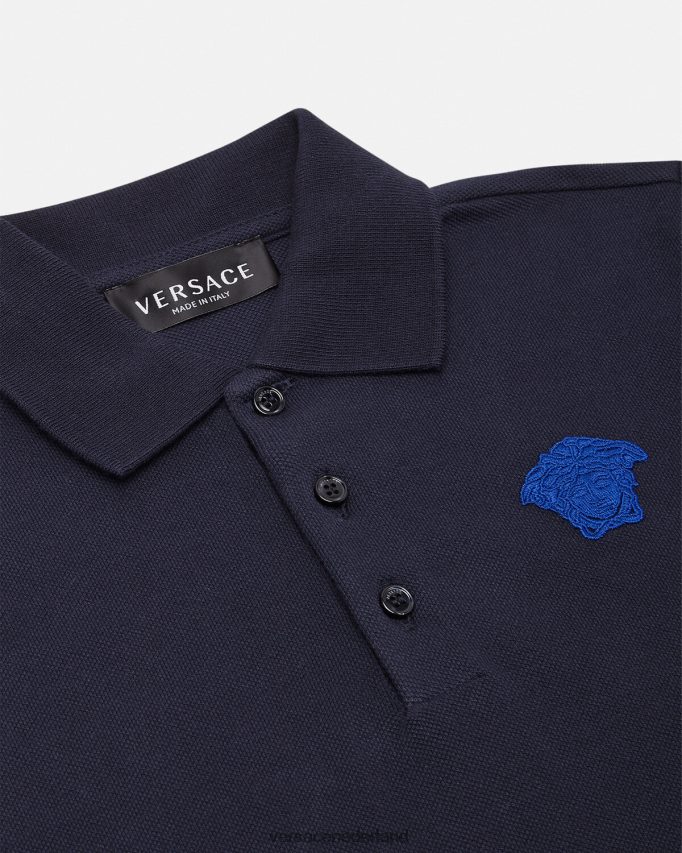 Versace geborduurd Medusa-poloshirt kinderen zwart blauw kleding J2T4F42102