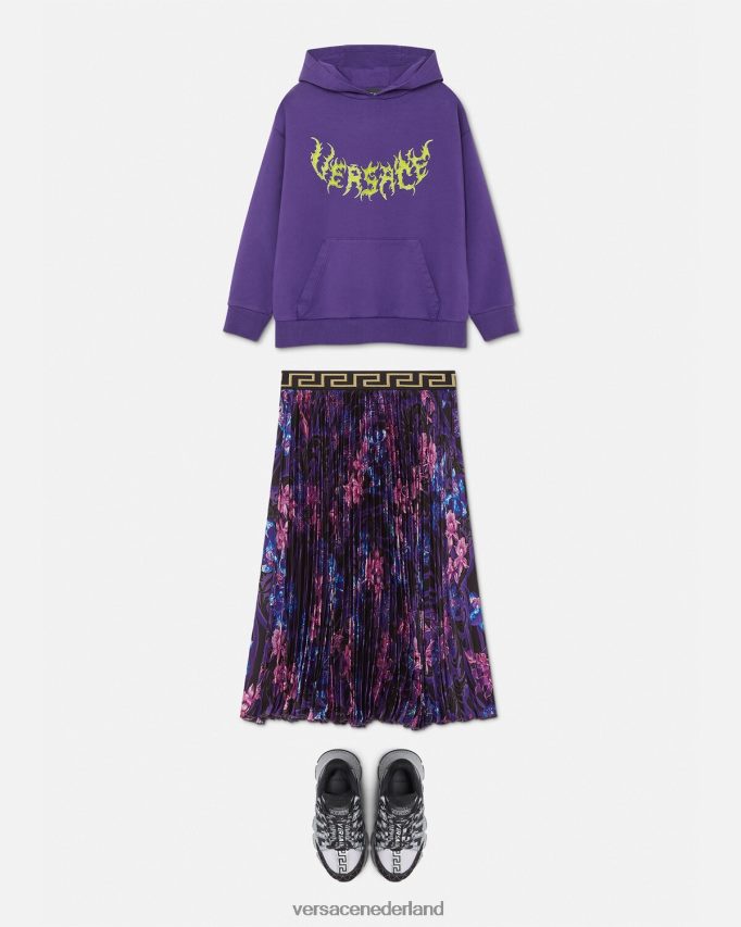 Versace orchidee barocco plooirok kinderen violet & afdrukken kleding J2T4F42006
