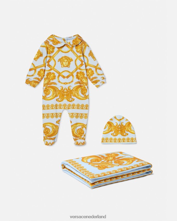 Versace Barocco 660 babyslaappakje kinderen lichtblauw en goud kleding J2T4F41827