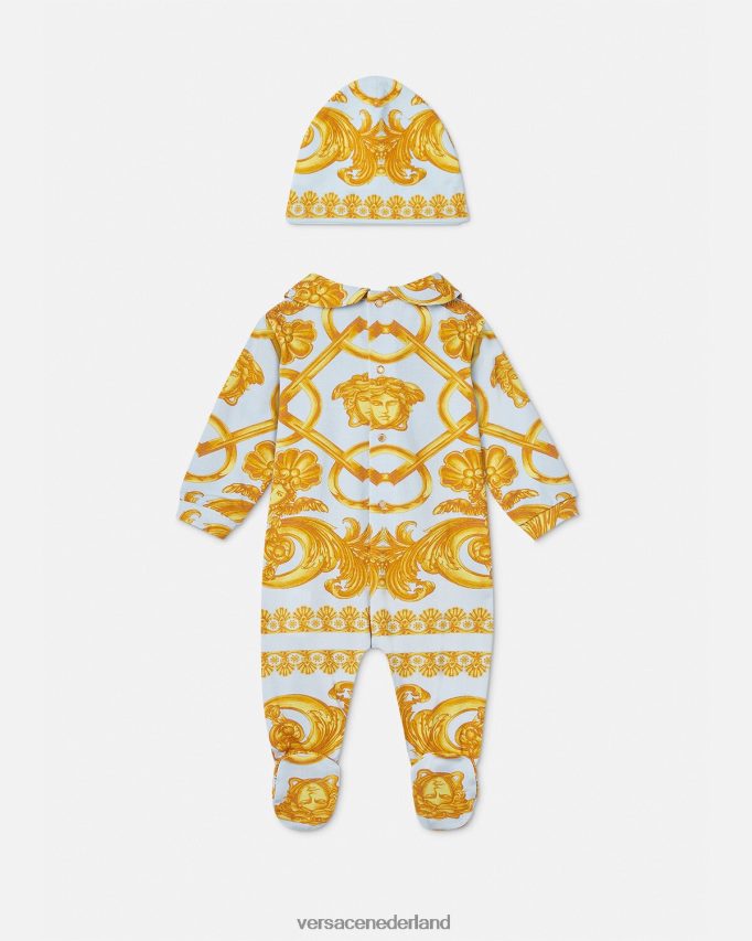 Versace Barocco 660 babyslaappakje kinderen lichtblauw en goud kleding J2T4F41827
