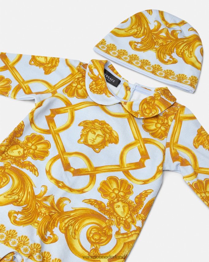 Versace Barocco 660 babyslaappakje kinderen lichtblauw en goud kleding J2T4F41827