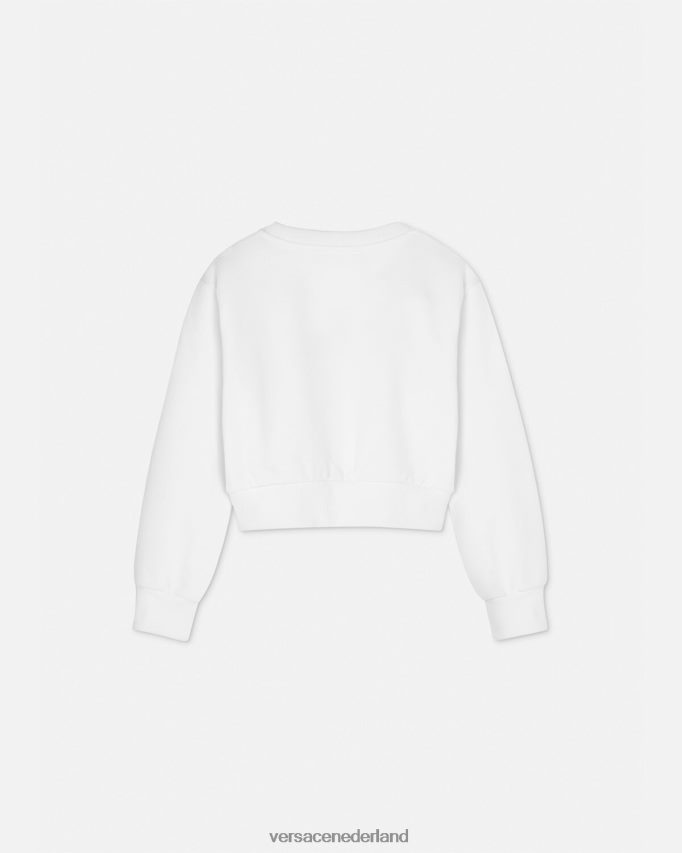 Versace Cropped sweatshirt met logo kinderen wit goud kleding J2T4F41935