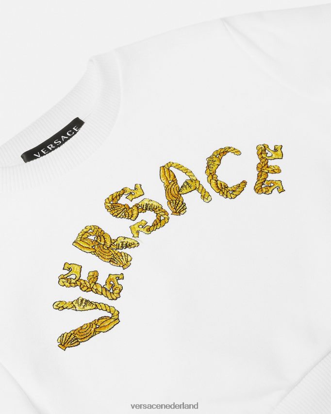 Versace Cropped sweatshirt met logo kinderen wit goud kleding J2T4F41935