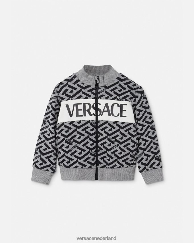 Versace la greca babysweater met rits kinderen grijs en afdrukken kleding J2T4F41909