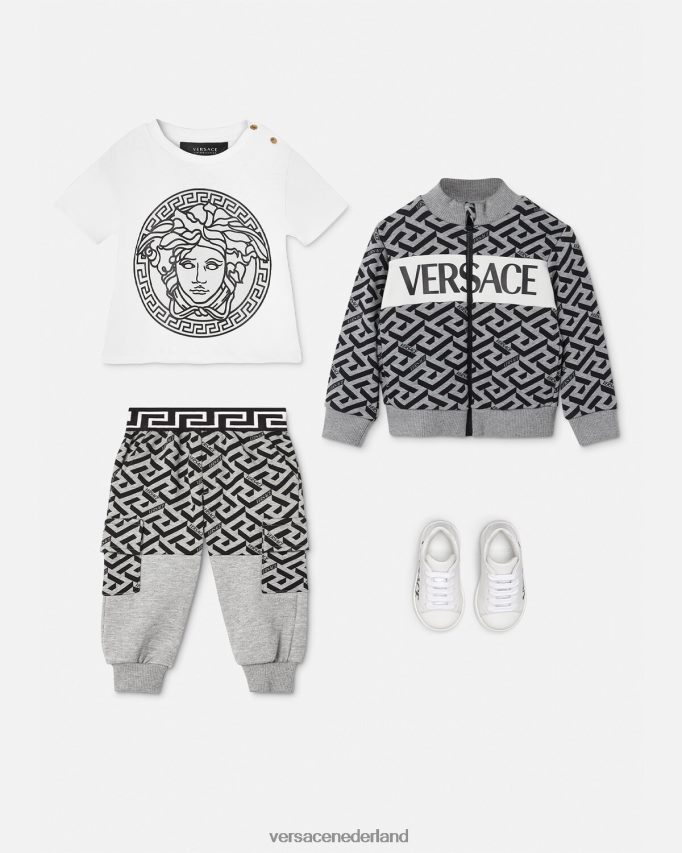 Versace la greca babysweater met rits kinderen grijs en afdrukken kleding J2T4F41909