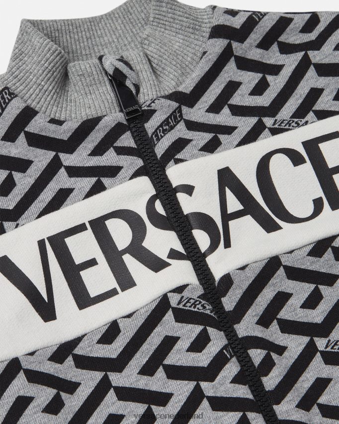 Versace la greca babysweater met rits kinderen grijs en afdrukken kleding J2T4F41909