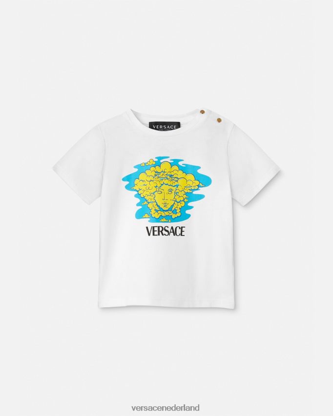 Versace Baby-T-shirt met Medusa-logo kinderen wit & bedrukt kleding J2T4F41914