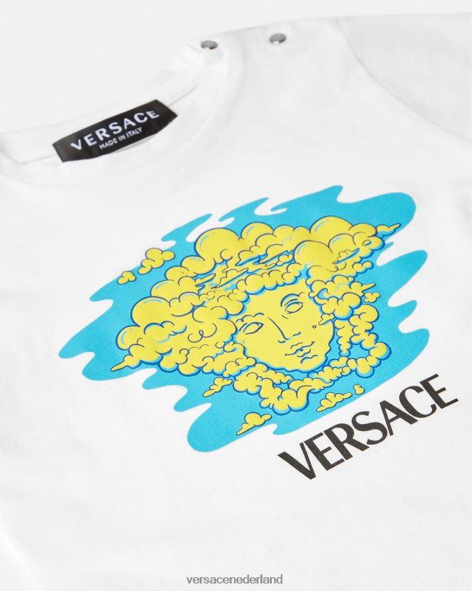 Versace Baby-T-shirt met Medusa-logo kinderen wit & bedrukt kleding J2T4F41914
