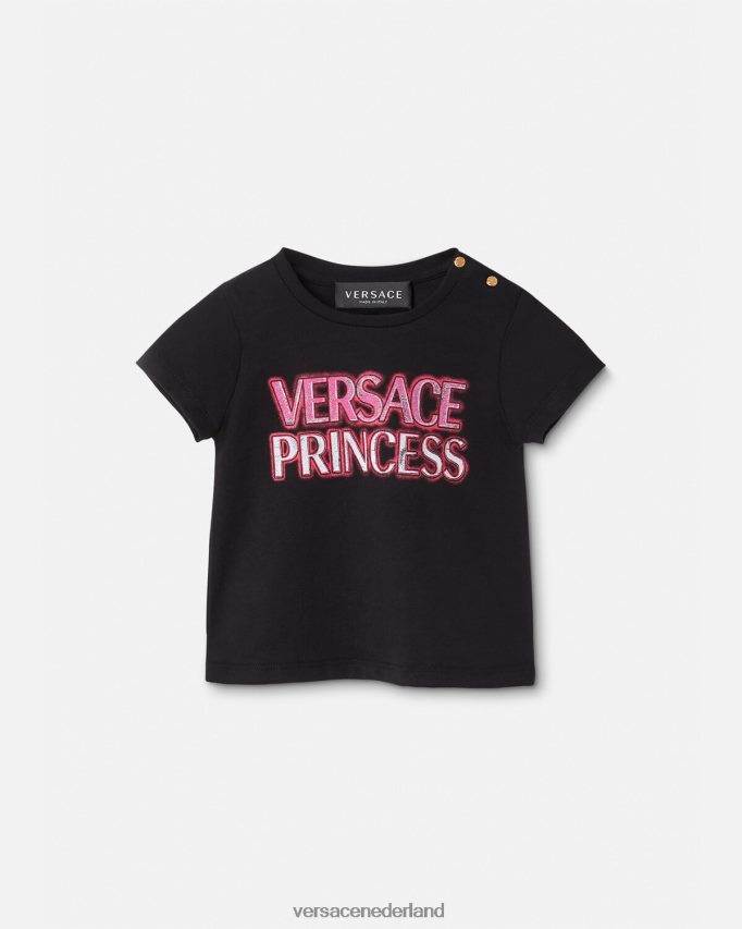 Versace Baby-T-shirt met "prinses"-logo kinderen zwart kleding J2T4F41867