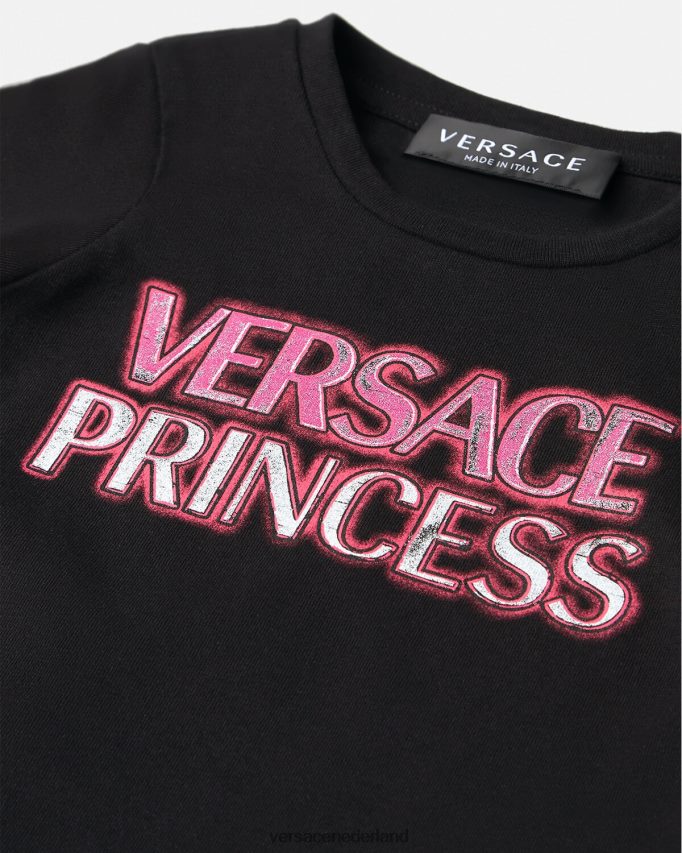 Versace Baby-T-shirt met \"prinses\"-logo kinderen zwart kleding J2T4F41867