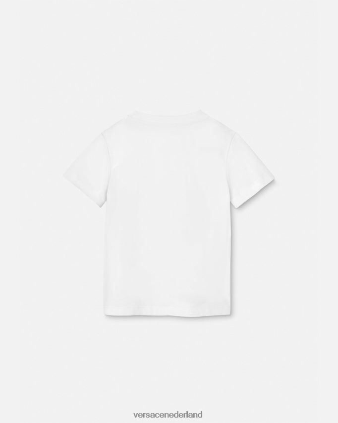 Versace Medusa-shirt met \"vrede en liefde\". kinderen wit & bedrukt kleding J2T4F42002