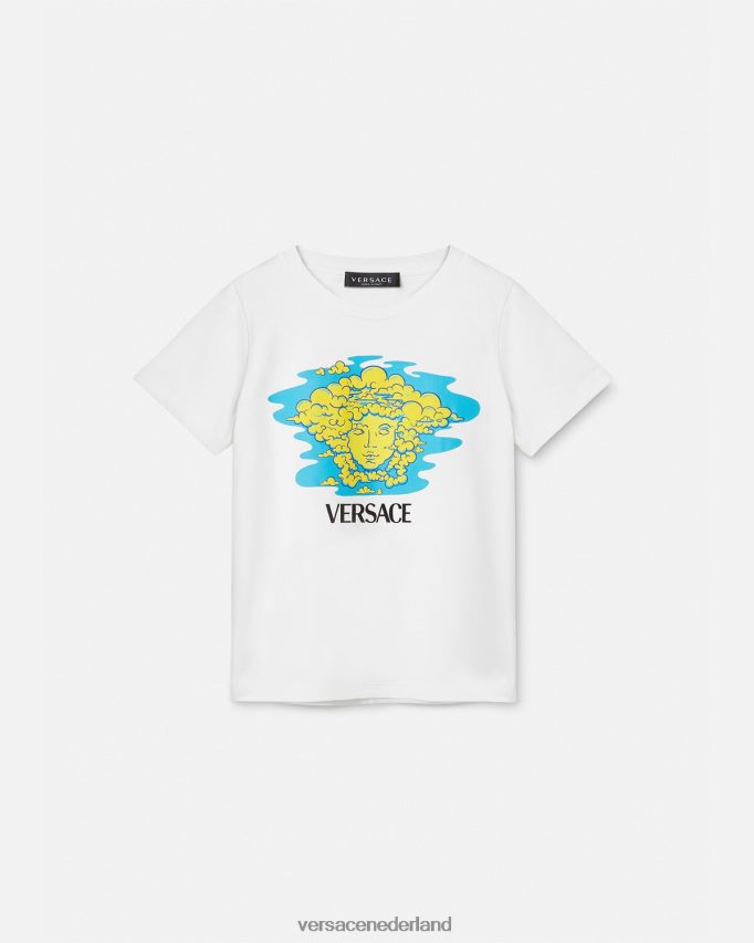 Versace T-shirt met Medusa-logo kinderen wit & bedrukt kleding J2T4F42127