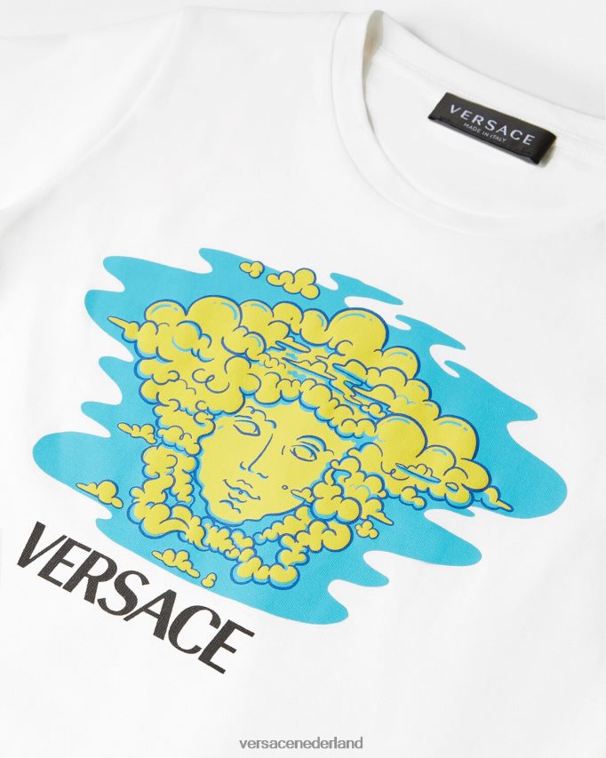 Versace T-shirt met Medusa-logo kinderen wit & bedrukt kleding J2T4F42127