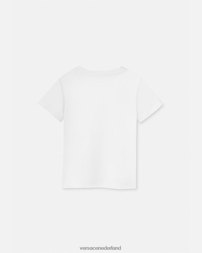 Versace T-shirt met kristallen logo kinderen wit kleding J2T4F42020