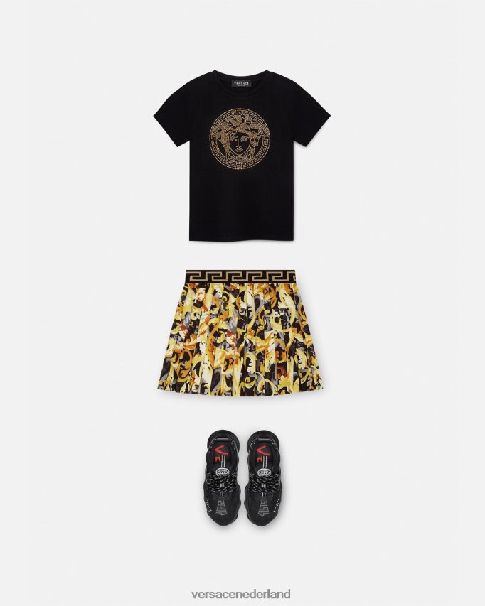 Versace T-shirt met kristallen medusa kinderen zwart kleding J2T4F41961