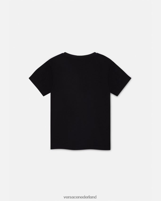 Versace T-shirt met kristallen medusa kinderen zwart kleding J2T4F41961