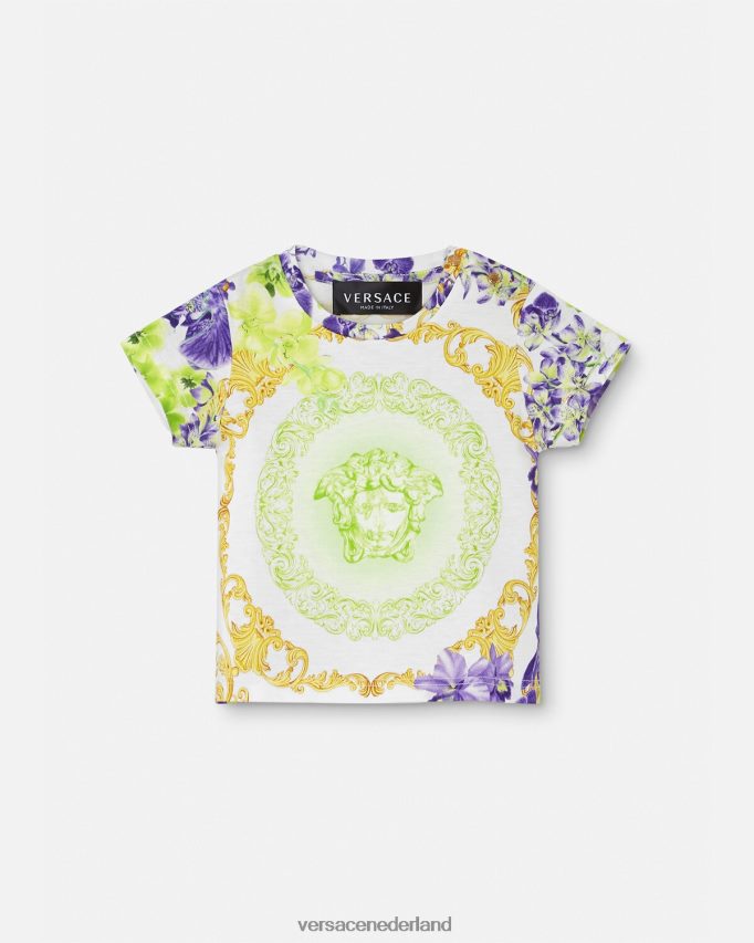 Versace kwal orchidee baby t-shirt kinderen wit & bedrukt kleding J2T4F41866