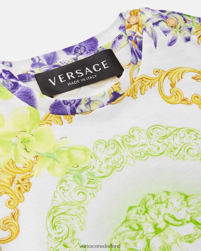 Versace kwal orchidee baby t-shirt kinderen wit & bedrukt kleding J2T4F41866