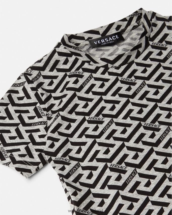 Versace la greca t-shirt kinderen grijs en afdrukken kleding J2T4F42115