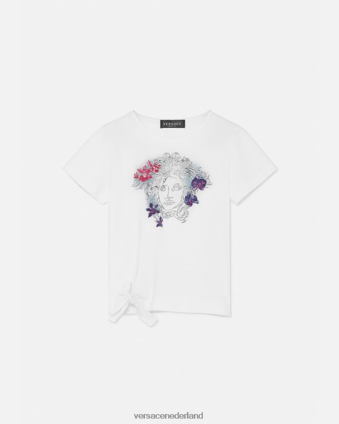 Versace orchidee kwal t-shirt kinderen wit & bedrukt kleding J2T4F42003