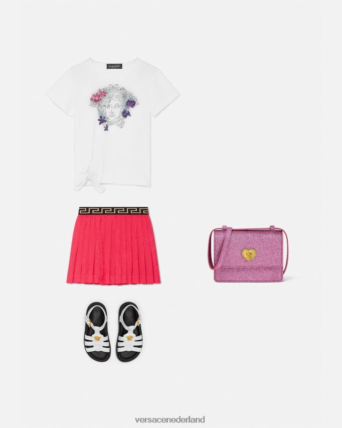 Versace orchidee kwal t-shirt kinderen wit & bedrukt kleding J2T4F42003
