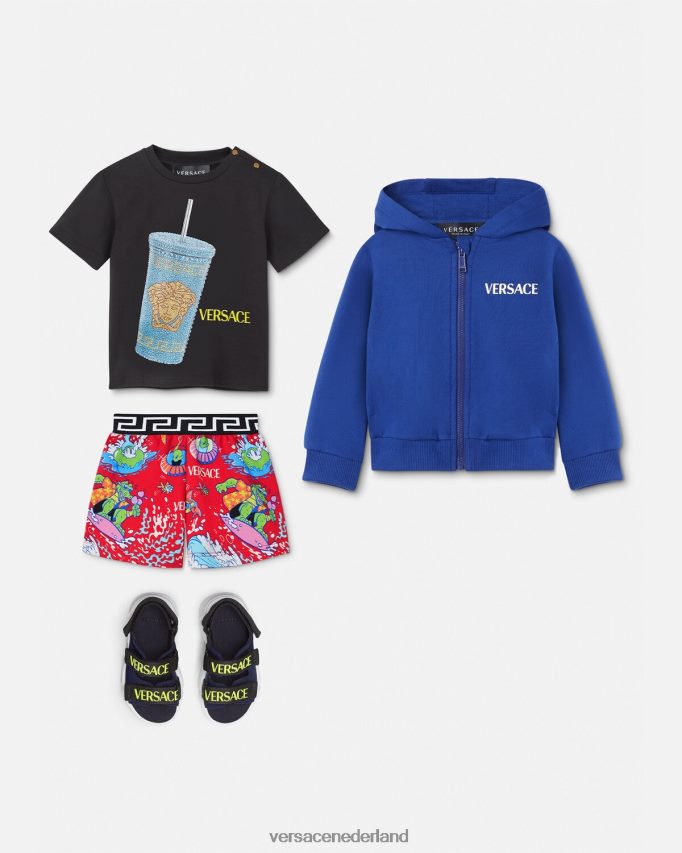 Versace reismok baby t-shirt kinderen zwart en afdrukken kleding J2T4F41925