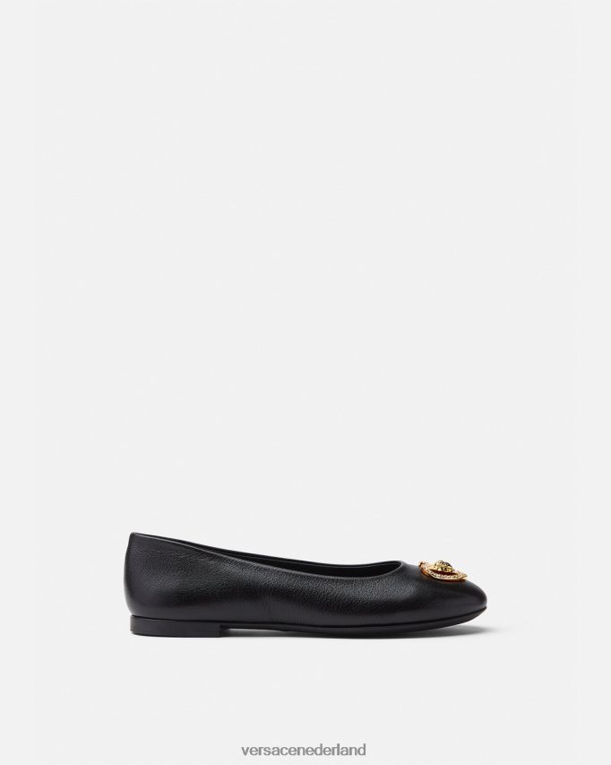 Versace Medusa ballerina's met kristallen hart kinderen zwart schoen J2T4F42032