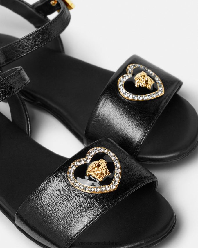 Versace Medusa-sandalen met kristallen hart kinderen zwart schoen J2T4F42028