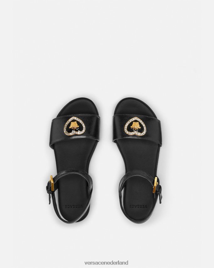 Versace Medusa-sandalen met kristallen hart kinderen zwart schoen J2T4F42028