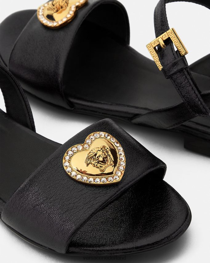 Versace Medusa-sandalen met kristallen hart kinderen zwart schoen J2T4F42031
