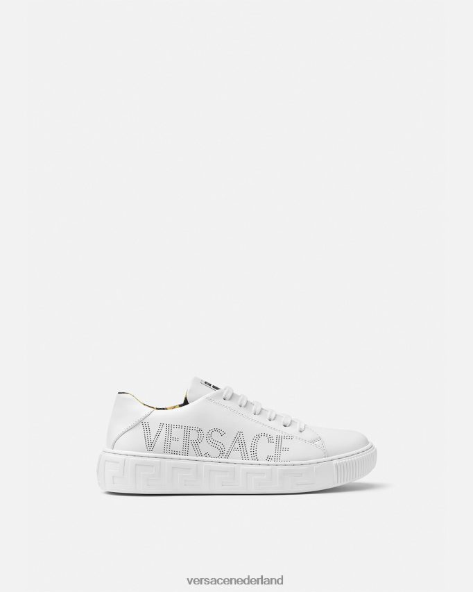 Versace Greca-sneakers met logo kinderen wit & bedrukt schoen J2T4F42036