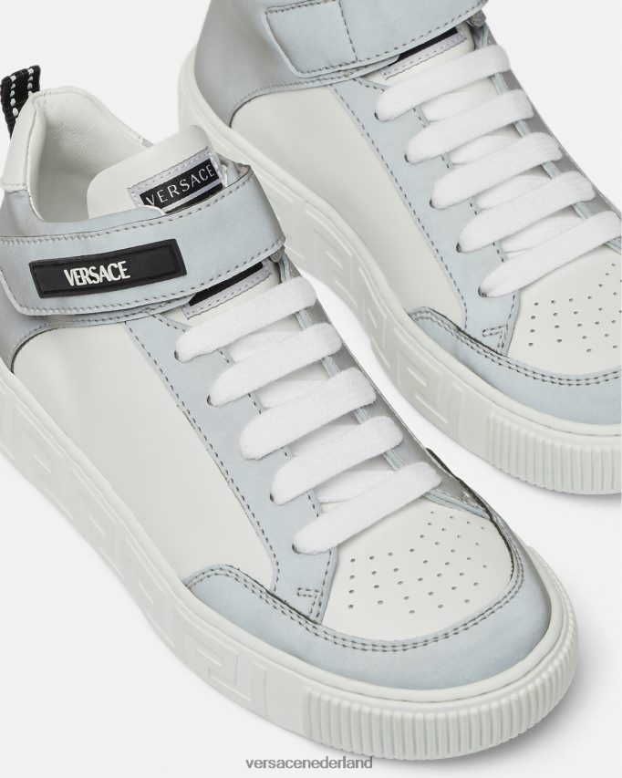 Versace Greca-sneakers met logo kinderen wit zilver schoen J2T4F42026