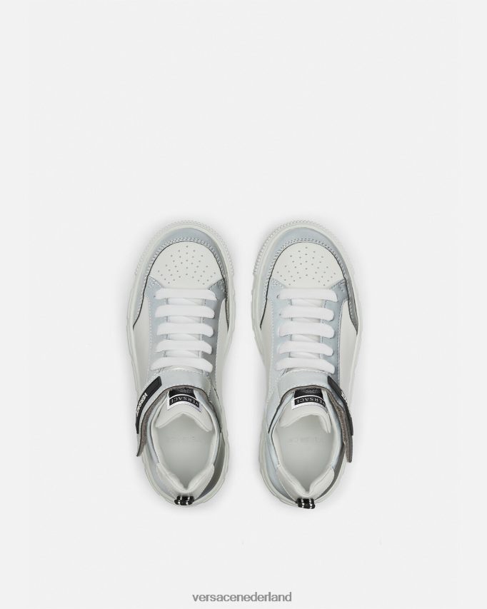 Versace Greca-sneakers met logo kinderen wit zilver schoen J2T4F42026