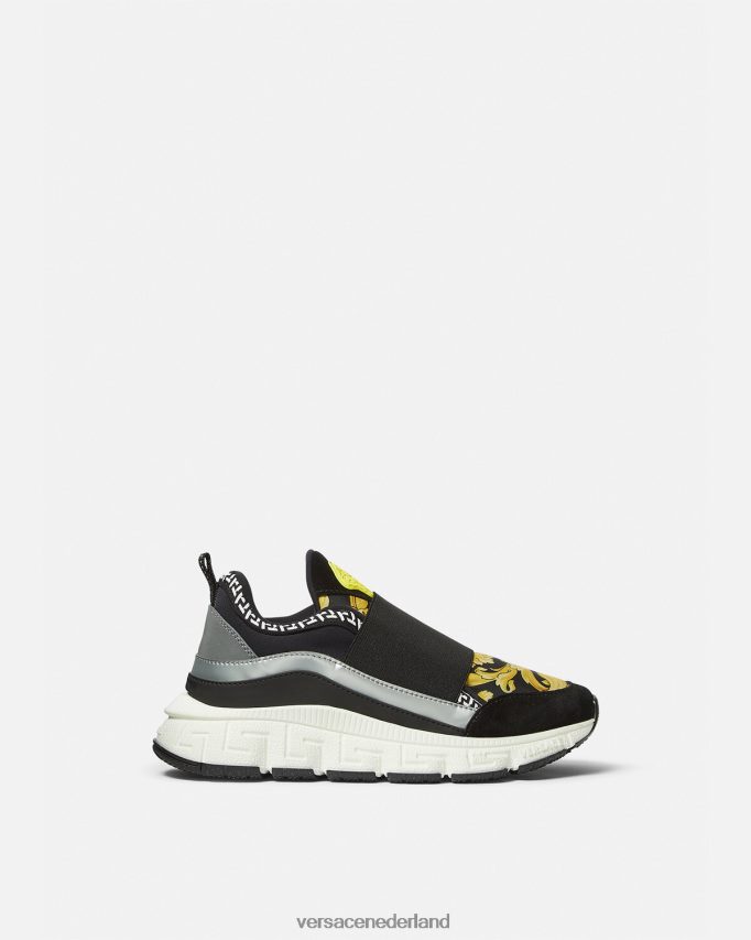 Versace barocco trigreca sneakers kinderen zwart en afdrukken schoen J2T4F42050