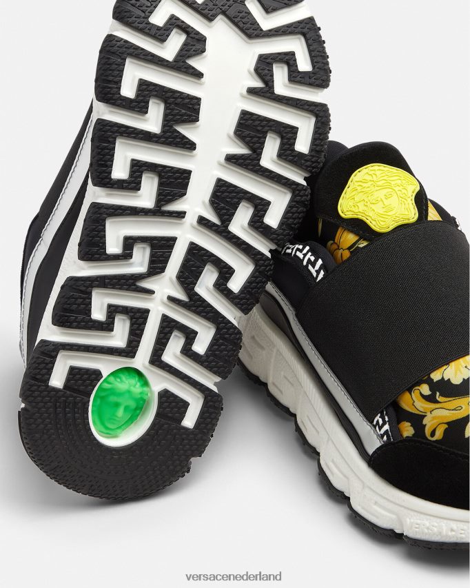 Versace barocco trigreca sneakers kinderen zwart en afdrukken schoen J2T4F42051