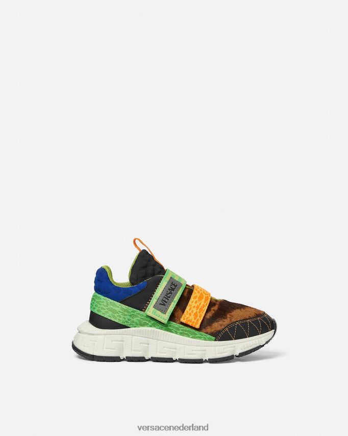 Versace upcycle trigreca sneakers kinderen zwart & oranje & rood schoen J2T4F42054