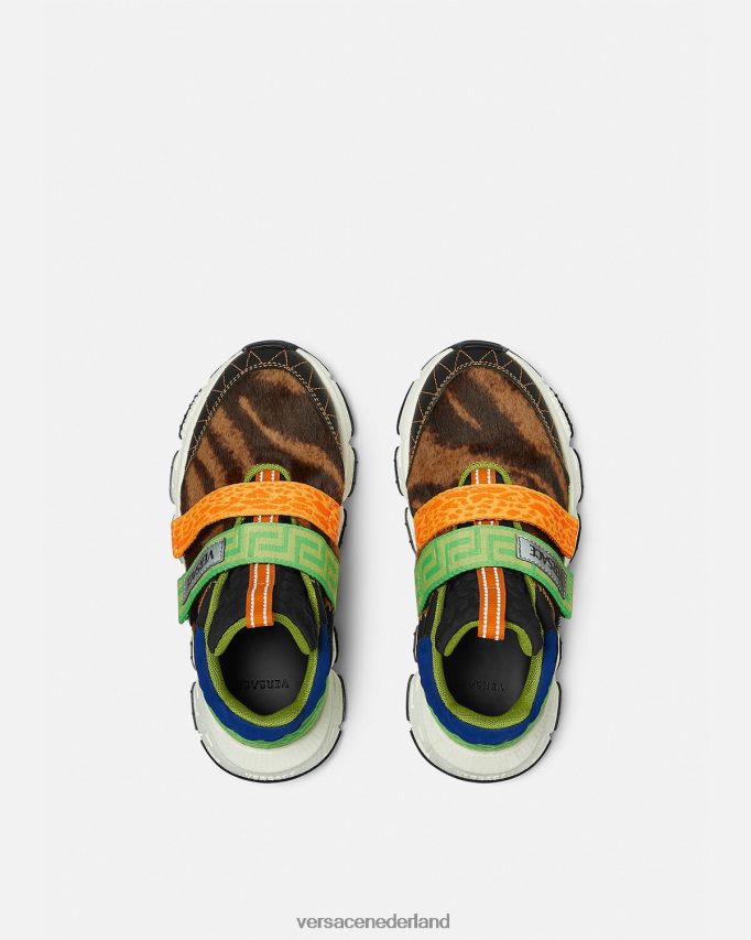 Versace upcycle trigreca sneakers kinderen zwart & oranje & rood schoen J2T4F42054