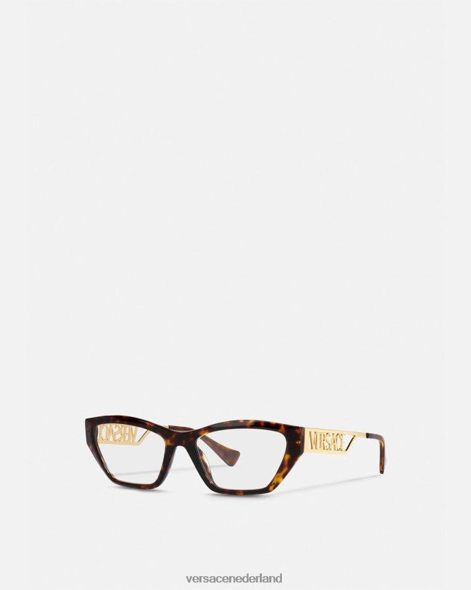 Versace Cat-eye-bril met vintage logo uit de jaren 90 vrouwen havana & goud accessoires J2T4F4705