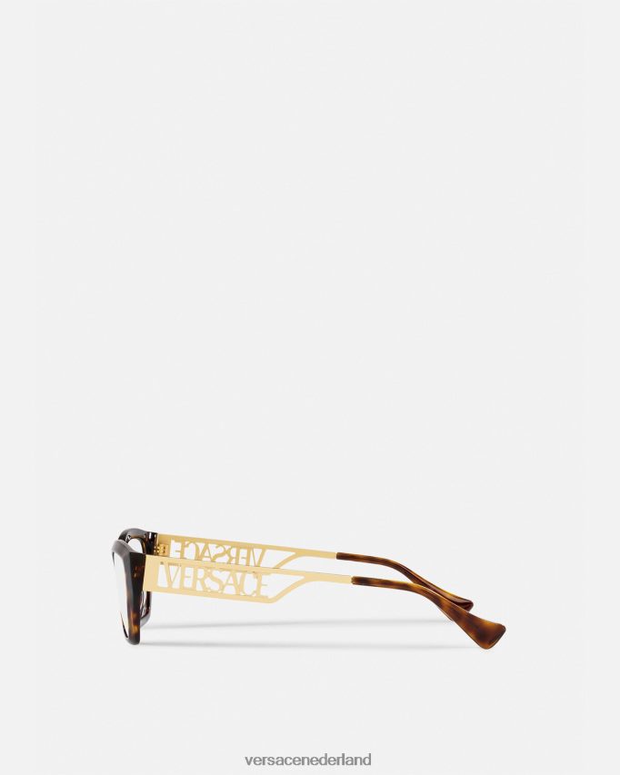Versace Cat-eye-bril met vintage logo uit de jaren 90 vrouwen havana & goud accessoires J2T4F4705