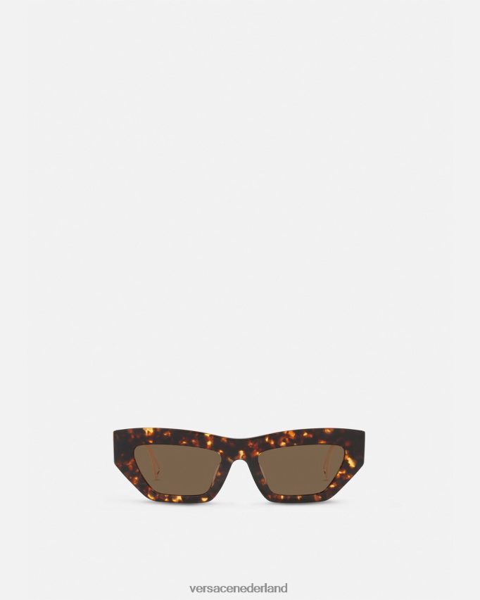 Versace Cat-eye-zonnebril met vintage logo uit de jaren 90 vrouwen havana & goud accessoires J2T4F4689