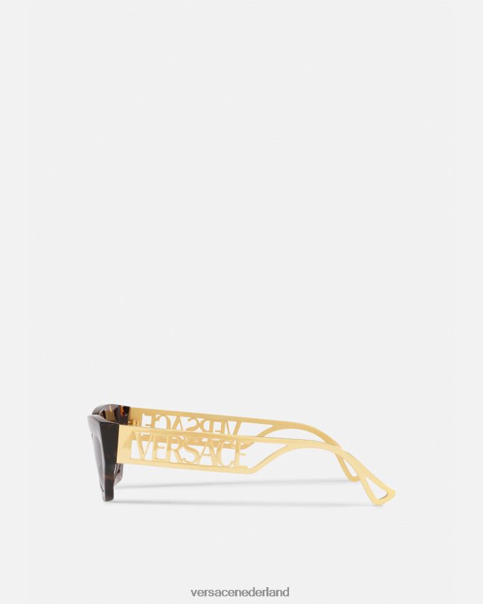 Versace Cat-eye-zonnebril met vintage logo uit de jaren 90 vrouwen havana & goud accessoires J2T4F4689