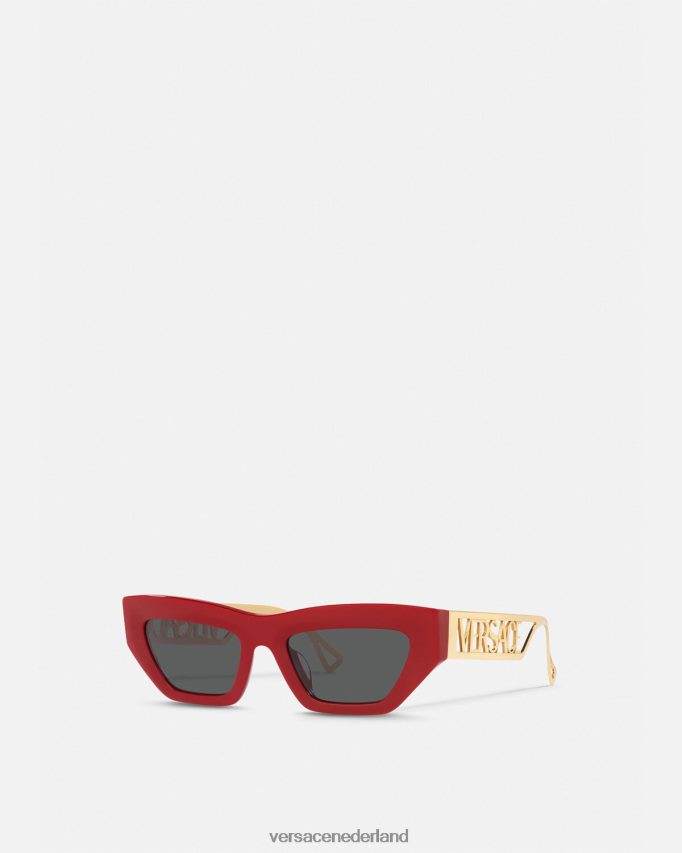 Versace Cat-eye-zonnebril met vintage logo uit de jaren 90 vrouwen rood goud accessoires J2T4F4616