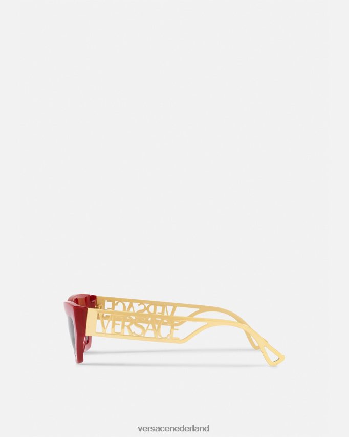 Versace Cat-eye-zonnebril met vintage logo uit de jaren 90 vrouwen rood goud accessoires J2T4F4616