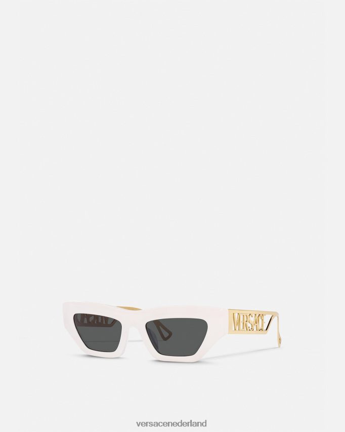 Versace Cat-eye-zonnebril met vintage logo uit de jaren 90 vrouwen wit goud accessoires J2T4F4617