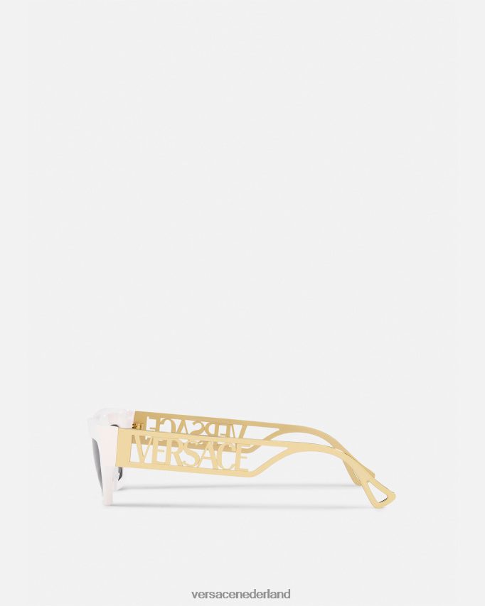 Versace Cat-eye-zonnebril met vintage logo uit de jaren 90 vrouwen wit goud accessoires J2T4F4617
