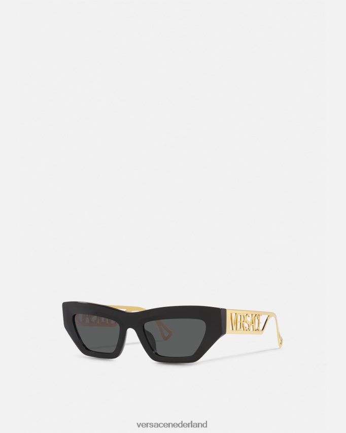 Versace Cat-eye-zonnebril met vintage logo uit de jaren 90 vrouwen zwart goud accessoires J2T4F4615