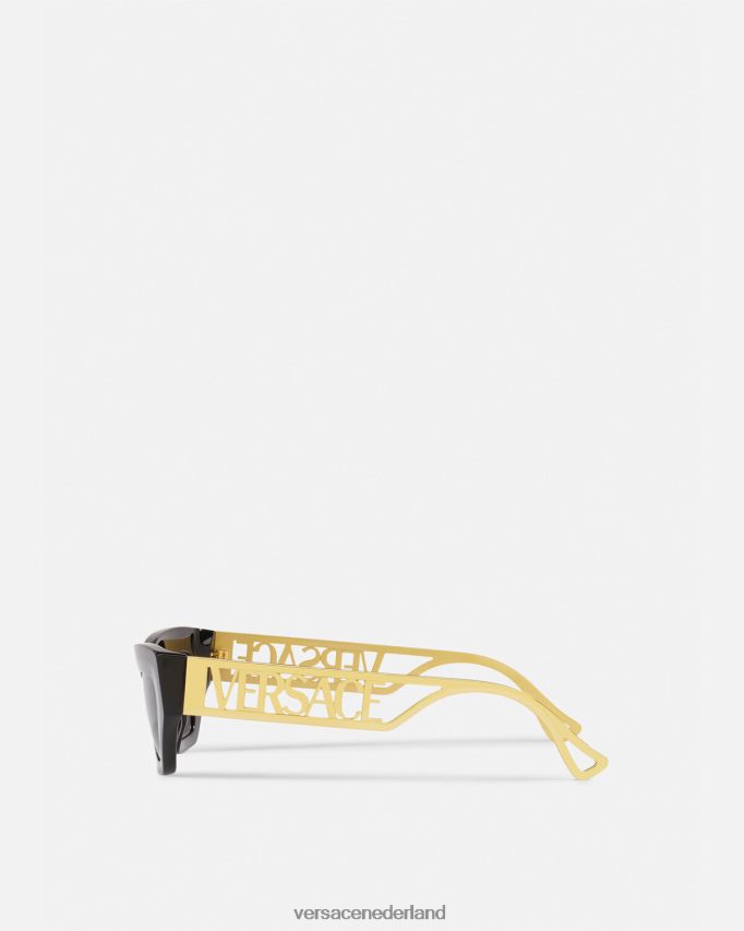 Versace Cat-eye-zonnebril met vintage logo uit de jaren 90 vrouwen zwart goud accessoires J2T4F4615