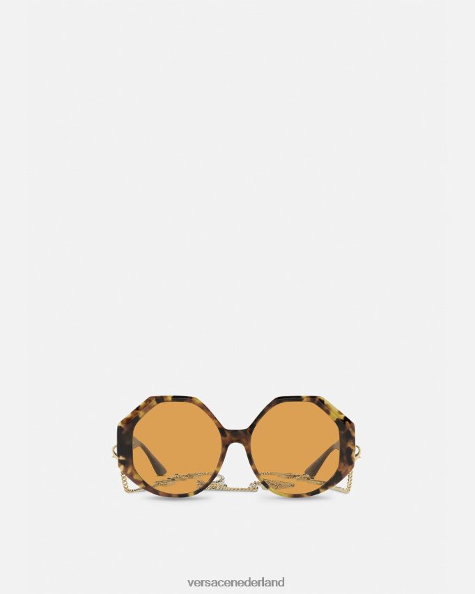 Versace Greca zonnebril extra pasvorm vrouwen Havana accessoires J2T4F4682