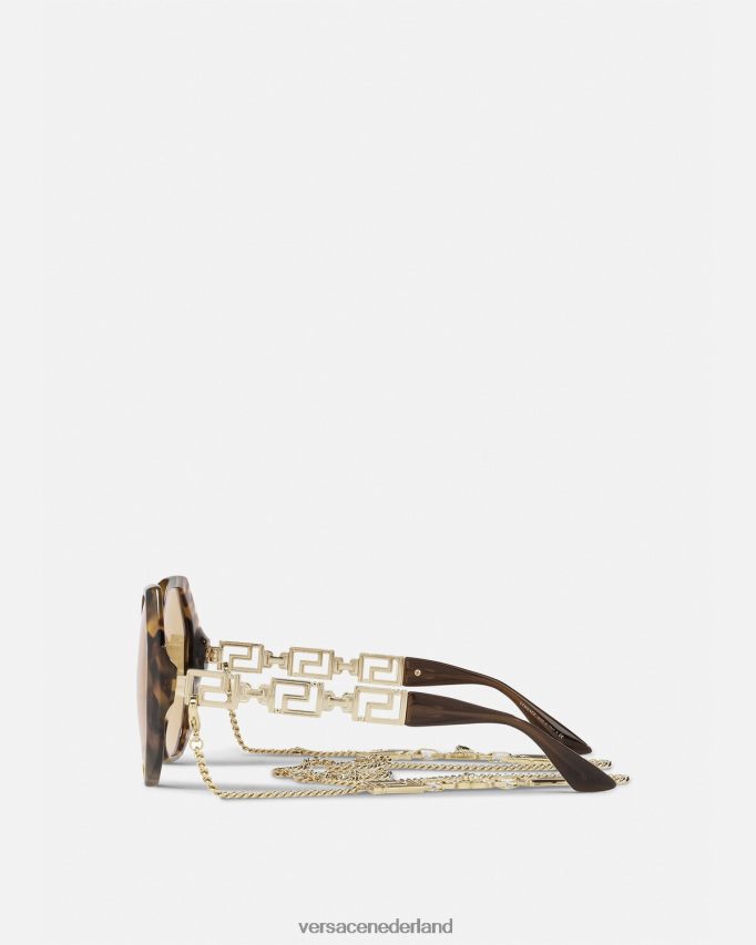Versace Greca zonnebril extra pasvorm vrouwen Havana accessoires J2T4F4682