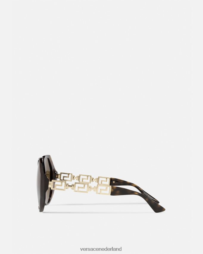 Versace Greca zonnebril extra pasvorm vrouwen Havana accessoires J2T4F4686